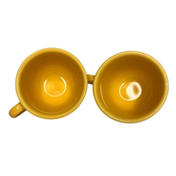 Fiestaware Pair Sunflower Yellow Tea Cups Homer Laughlin Fiesta Ceramic 7 3/4 Oz - Picture 3 of 9